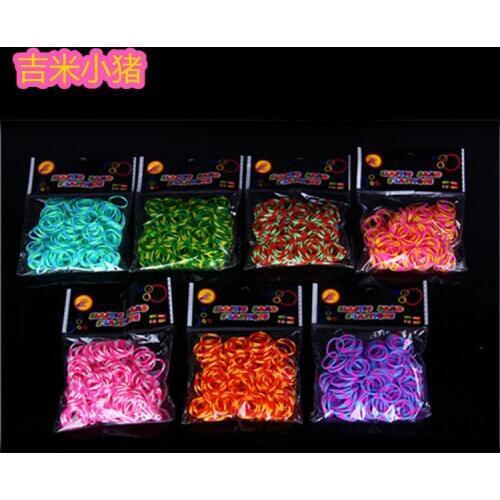 600pcs Two-tone Loom Bands for Children Lacing Bracelet Girl Gift Multicolor Rubber Band Kids Toy Orbits Needlework Creativity