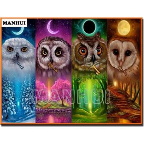 New Diy dianmond Painting full square/round rhinestones full diamond embroidery Cartoon Four owls Craft painting MH560