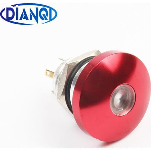 Free shipping 16mm Metal Waterproof Push Button Switch dot lamp button mushroom Momentary with LED NO press button 16MG1D.F