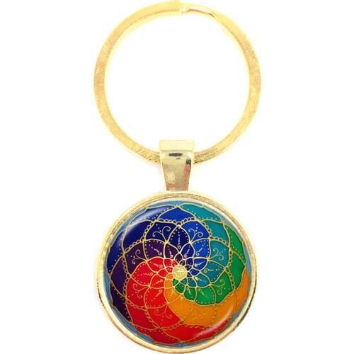 The Green Mandala Time Gem Of Yin And Yang pendant Keychain silver-plated Antique Copper Plated Keychain for Europe