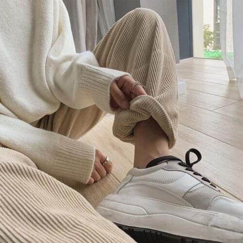 Women Pants Pants Autumn Winter Corduroy Pants High Waist Baggy Straight Trousers Trousers Spring Pantalones De Mujer