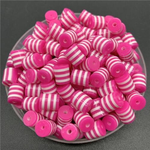 30pcs/Lot 8mm Resin Spacer Beads Cylindrical Stripe Spacer Beads For Jewelry Making DIY Bracelet Necklace Accessories EEZ012
