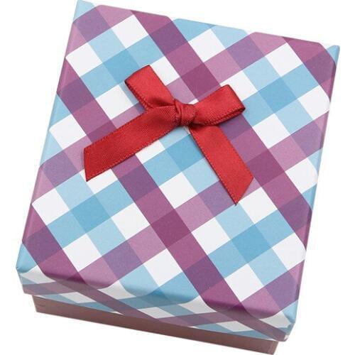 Check Print Pattern Square Paper Jewelry Box For Watch/Bracelet/Bangle Gift Boxes With Sponge Organizer Gift Boxe Color Contrast