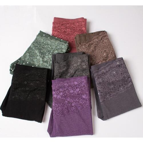 Cotton thermal underwear womens thin lace single piece wearing thin high waist slim slimming warm pants tight leggings pants