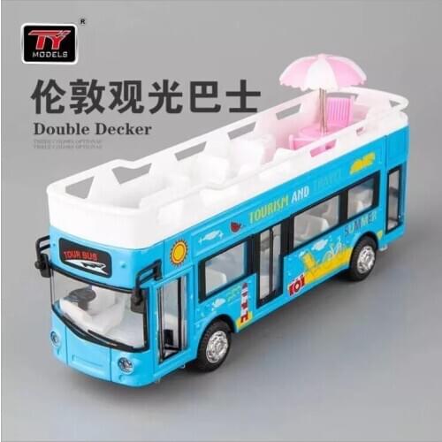 Simulation of childrens acousto-optic resilience alloy toy car model of London outdoor sightseeing bus
