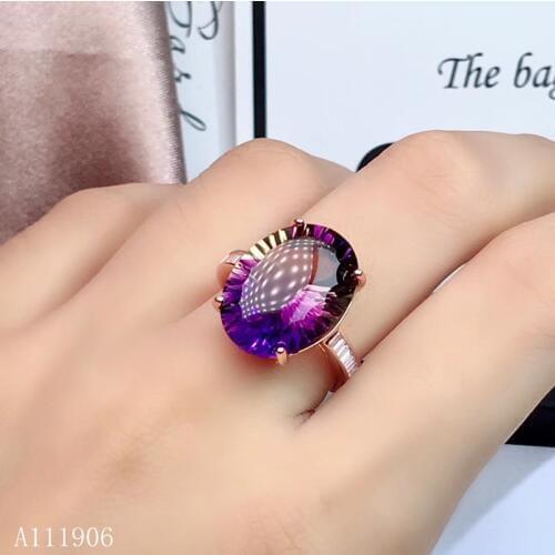 KJJEAXCMY boutique jewelry 925 sterling silver inlaid gemstone amethyst female ring