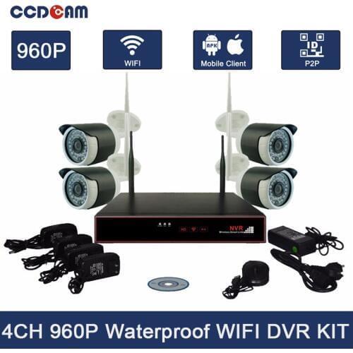 4CH Wifi NVR Kit Security System 960P Wifi IP Camera with 4CH Wifi NVR Wireless AP 2.4ghz Wireless Camera Kit CCTV Complete Set