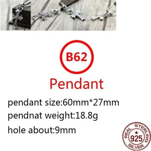 B62 S925 sterling silver pendant retro personality cross inlaid stone wild pendant punk hip-hop style gift for friends new hot