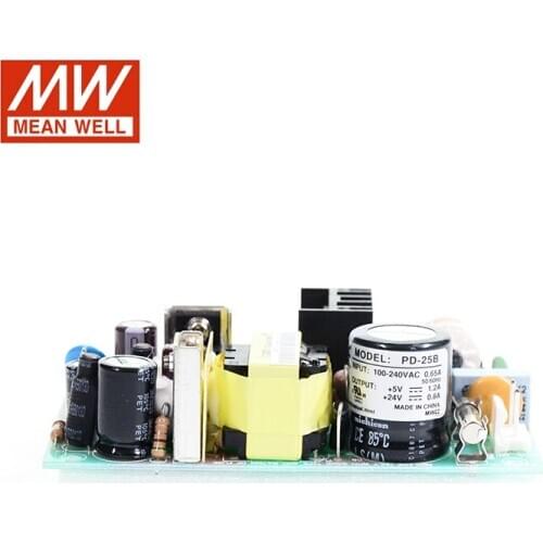 MEAN WELL PD-25B 25W 5V 24V Dual Output Switching Power Supply 110V/220V AC to 5V 24V DC 1.2A 0.8A PCB type open frame SMPS