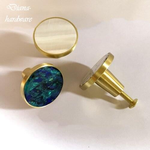 Brass + Shell Furniture Cupboard Wardrobe Knobs for Drawers Wall Cabinet Childrens Small Handles Drawer Pulls Hook Dual Use