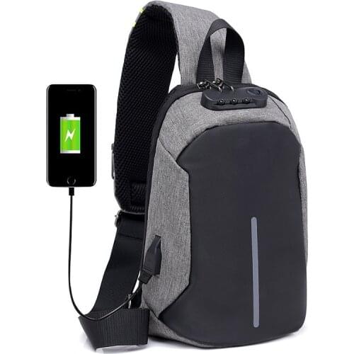 Multifunction Crossbody Bags Men USB Charging Chest Pack Short Trip Messengers Chest Bag Water Repellent Shoulder Bag Male