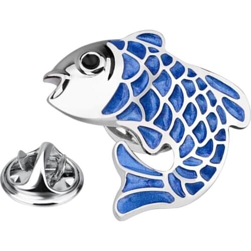 Fashion Cartoon Fancy Carp Koi Brooch Pins Corsage Decor Women Men Gift Blue