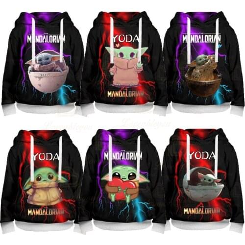 Cartoon Baby Yoda Disney Hoodies for Boys Cute Long Sleeve 3d Sweatshirt Cool Sreet Hoodies for Teen Girls Christmas Gifts