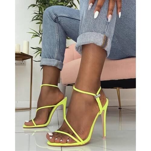 2019 New Fashion Sandals Ankle Strap Cross-Strap Woman Sandals 12CM High Heels Narrow Band Slip-On Sandals Dress Pumps