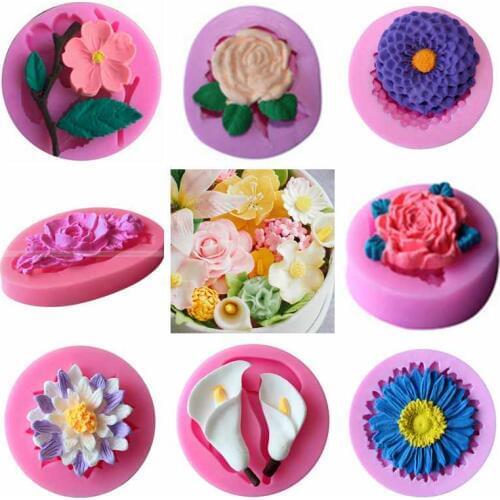 Single flower series silicone mould chocolate mold rose Lily peony snow lotus baking tool