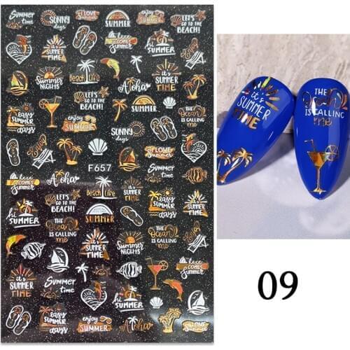 Laser Holographics Nail Sticker Flower Leaf Tree 3D Self adhensive Stickers for Nails Decor Tip Transfer Slider Accessory