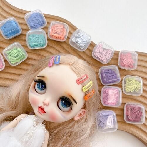 Rectangle 20PC/ BOX 2cm Colorful Color Mini Metal Hair Clip for OB11 and BJD Doll Dress Up Accessories