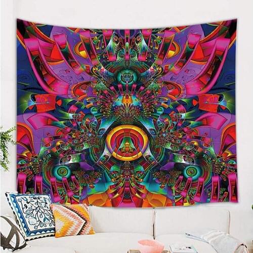 Psychedelic Abstract Colorful Trippy Hippie Tapestry Retro Arabesque Boho Mandala Wall Art