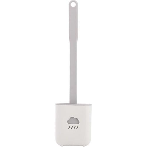 Long Handle Toilet Brush with Holder Soft Silicone Blind Angle Cleaning Brush Home Standing Quick Drying Cleaning Set