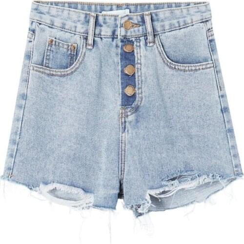 ZG1026 2020 spring summer womens new fashion show thin high-waisted hole baggy wide-leg denim shorts cheap wholesale