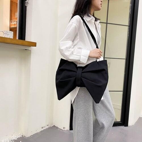 Women Fashion Canvas Bowknot Handbag Retro Large Shoulder Messenger Bags For Women 2021 New Fashion
