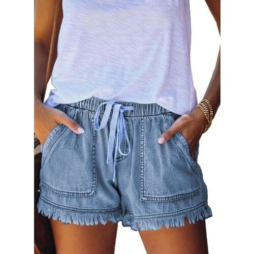 2021 New Summer Women High Waist Button Wigh Leg Jeans Shorts Casual Female Loose Fit Blue Black White Denim Shorts