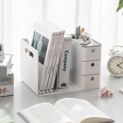 1 PC Cosmetic Organizer Box with 3 Drawers 2 Grids 1 Makeup Brush Holder File Organizing Shelves for Home Office School