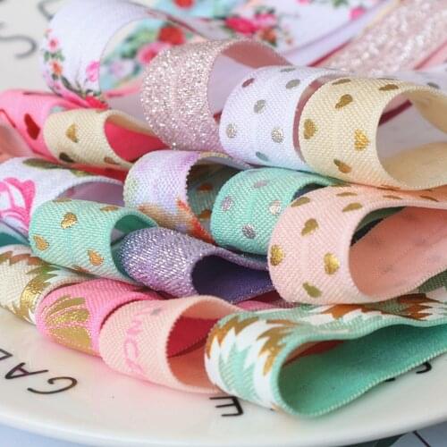 20pcs/lot 30cm length 5/8'' wide mix randomly elastic FOE ribbon for knot hair ties handmade