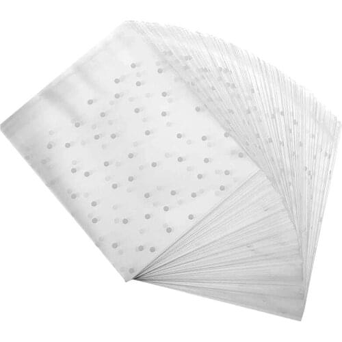 300 Pcs Candy Bag Clear Cookie Bags Party Favor Bag Self-Adhesive Sealing White Polka Dot Clear Bags Plastic Bag