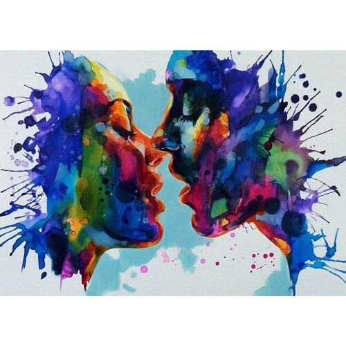 5D Diy Diamond Painting Watercolor Kiss Couple Picture Mosaic Diamond Embroidery Abstract Full Square Drill Rhinestones Art P988