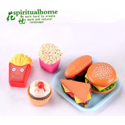 6pcs Children Simulation Food Toys Pretend Play Hamburger French Fries Kitchen Toy Set Miniature Snack Burger Educational Toys