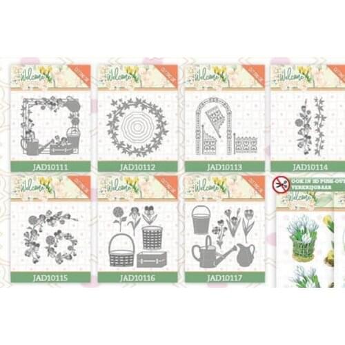 7 pc welcome spring Metal cutting dies Stencil or DIY Scrapbooking Album Embossing Paper Cards Decorative Crafts