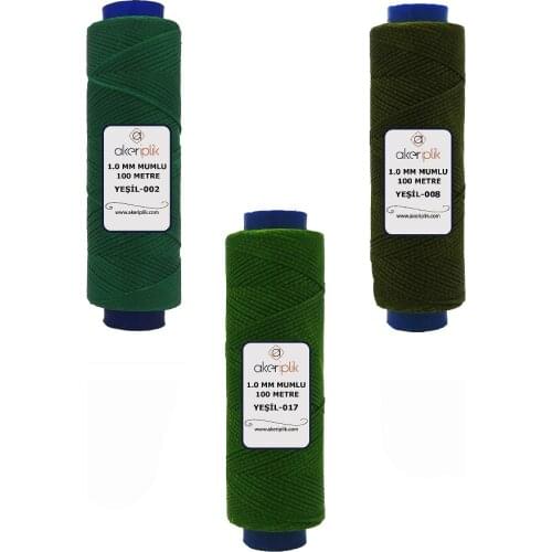 Aker Waxy Green Shades Rope 1.0mm Saddler Yarn (Oil İp) 100 m Brown 100 M Hand Sewing Lanyard Leather Dikişi Cord