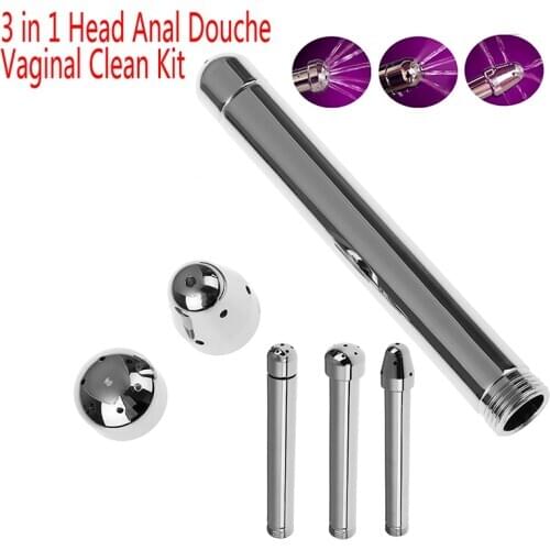 Shower Enema Water Nozzle 3 Style Head Anal Douche Vaginal Clean Kit Cleaner