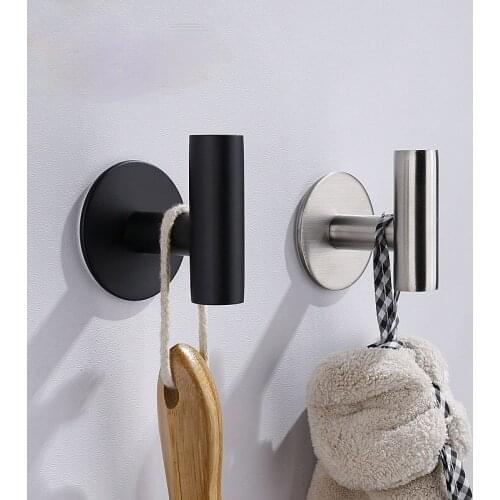 Amazon stainless steel single hook coat hook hole-free hook wall-mounted creative bathroom metal coat hook
