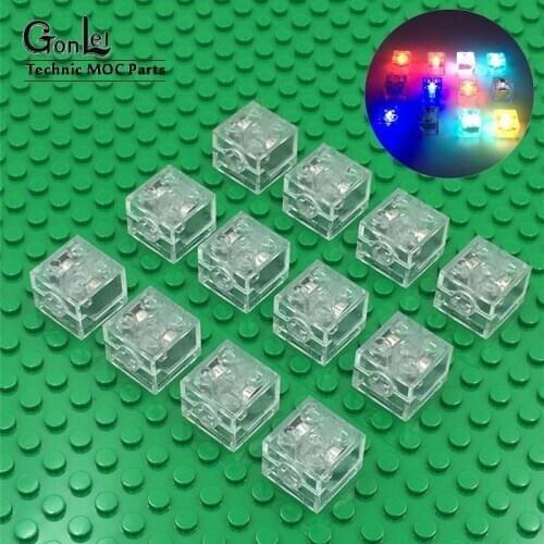 20Pcs/Lot DIY Bricks 2X2 Building Blocks Colorful LED Light-emitting Baby Compatible with Brick 3003 Bricks Funny Toys for Kids