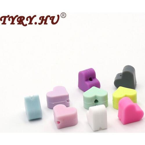 TYRY.HU 10PC/set Heart Silicone Beads Baby Teether Teething Beads For Necklace DIY Pacifier Chain Beads BPA Free 14mm