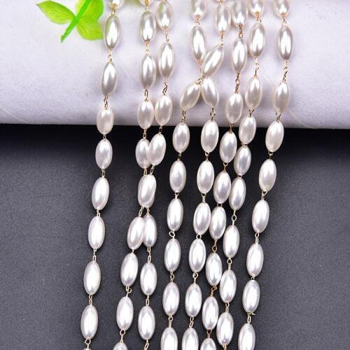 2m/lot Highlight Pearl Chain DIY Pearl Necklace Bracelet Headdress Metal Chain Jewelry Accessories Wholesale