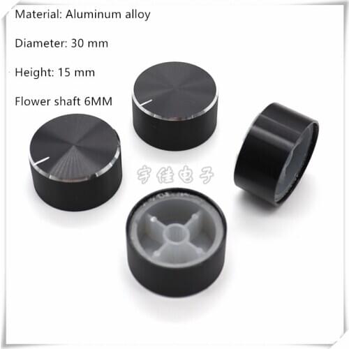 2 Piece 30×15MM Black Aluminum Alloy Knob Cap Potentiometer Speed Control Switch Knob Suitable For Flower Shaft 6MM