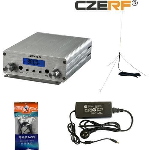CZE-15A FU-15A fm broadcast transmitter 15W 88Mhz - 108Mhz + GP Antenna + Power Source