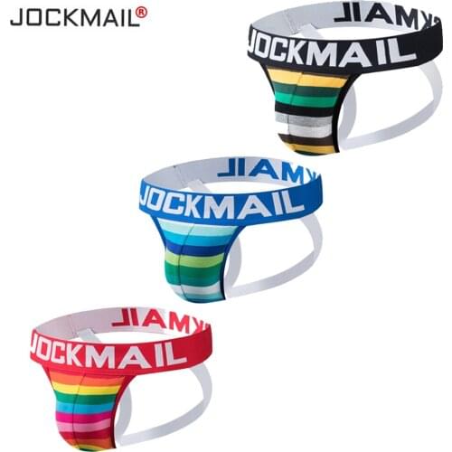 JOCKMAIL Jockstrap Men New Cotton Low-waist Letters Suspensorio Masculino Ropa Interior String Homme Sexy3PCS Thong Tanga Hombre