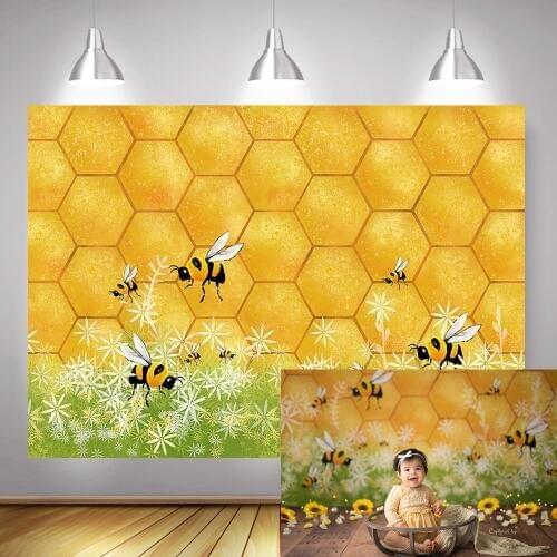 Newborn Honey Portrait Photography Backdrop for Photo Studio Bee Children Birthday Photo Background Sweet as Can Bee Photocall