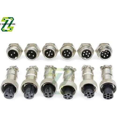 GX12 2/3/4/5/6/7 Pin Male + Female 12mm Wire Panel Connector Aviation Connector Plug Circular Socket Plug
