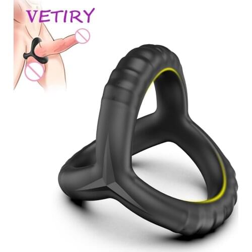 VETIRY Cock Ring Silicone Penis Ring Sex Toys for Men Erection Male Scrotum Bind Penis Enlargement Elastic Delay Ejaculation
