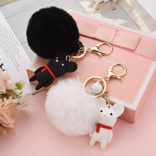 Korean Cartoon Creative Scarf Mouse Key Chain for Women Couple Bag Car Pendant Key Ring Jewelry Accessories Gifts