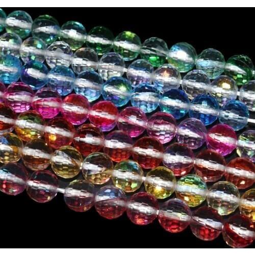 Wholesale Faceted Natural Stone Austrian Crystal 6 8 10mm Round Spacer Beads For Jewelry Making DIY Bracelet Necklace Material