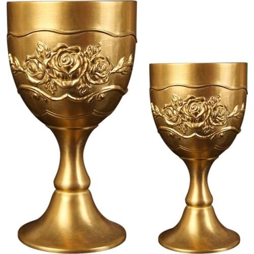 Brass Mini Wine Glass Relief Vodka Goblet 100ml 50ml Spirits Cup Gold Ancient Tumbler Portable Personalized Wedding Decoration