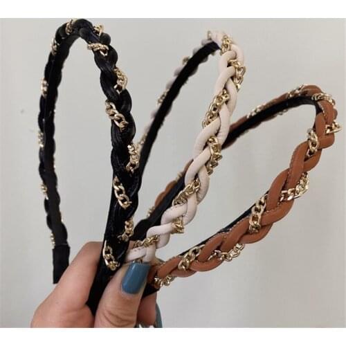 2021 Korean New Metal Chain Weave Twisted Hairbands Hair Bands For Women Fashion Hair Accessories Headwear Wholesale