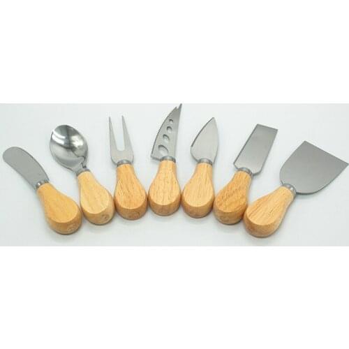 Hot wood handle kitchen baking cake pizza knife shovel fork spoon tool cheese butter smear cheese cream stainless steel knife