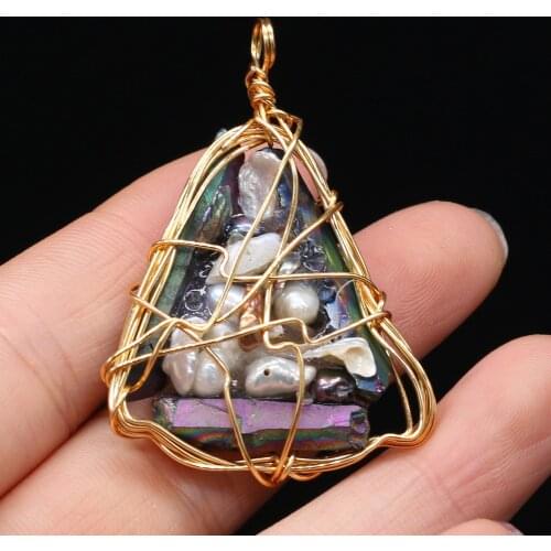 Hot Selling Pendant Natural Stone Irregular Triangle Winding Pearl For Jewelry Making DIY Necklace Bracelet Accessory